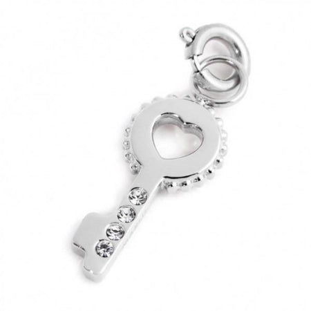 Marlù - CHARM CHIAVE CON CRISTALLI BIANCHI ACCIAIO