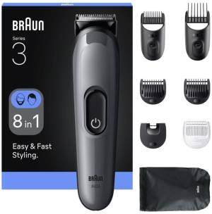 Braun Regolabarba e Capelli AIO3540 – 8 in 1 con Accessori per Barba, Capelli e Corpo