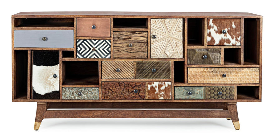 Credenza "Dhaval" con struttura in legno di mango, mobile in stile moderno