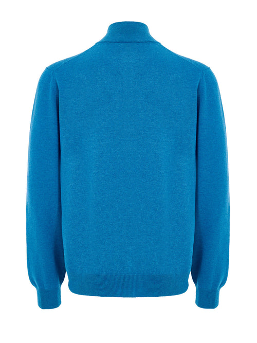 Gran Sasso Maglione Lupetto con Mezza Zip in Lana Azzurro da uomo