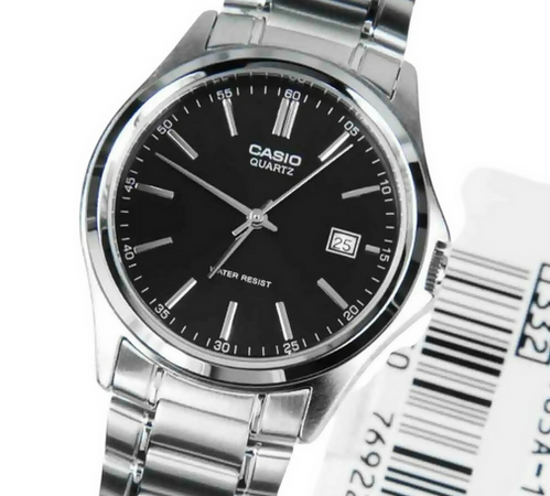 Orologio Casio per uomo, MTP-1183A-1A, quadrante nero con datario, movimento al quarzo, impermeabile