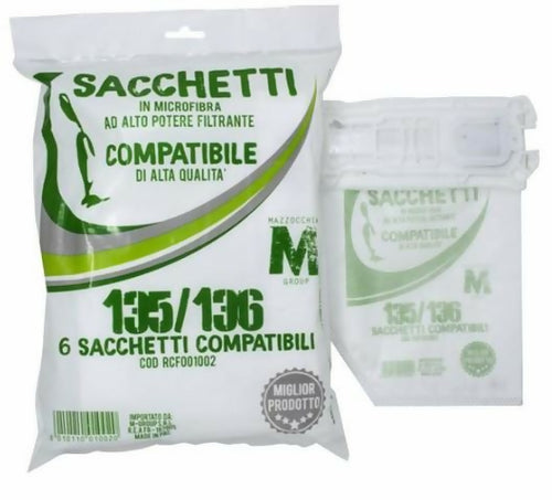 6 Sacchetti Compatibili in microfibra per Vorwerk Folletto VK135 VK136