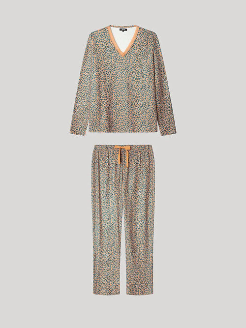 Pigiama Donna Gisela 2/20308S – Stampa Animalier con Dettaglio Pizzo