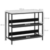 tavolo bar angolo cucina con Mensole, Isola Piano Effetto Marmo e Struttura in Metallo, 100x50x90cm, scaffale Nero e Bianco multiuso ufficio studio bagno F801-338V80BKA