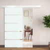 Porta Scorrevole Interna in Vetro Smerigliato e Satinato con Binario B2 e Maniglia per Bagno Cucina Studio Vetro 205x 102.5x 0,8cm QS2E7-0016QS2