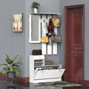 Mobile d'Ingresso Moderno Guardaroba Set Appendiabiti, Specchio e Scarpiera 3 in 1, in Legno Bianco BN3831-146WTBN3