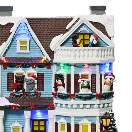 Scena animata a Led con animali  e albero di natale con luci e movimenti 26,5 cm