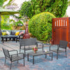 Set Salotto da Giardino da 4 Pezzi con Panchina a 2 Posti, 2 Poltrone e Tavolino, Grigio Scuro 84B-644