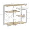 Mobile Cucina Moderno a 4 Ripiani con Cestino e Ganci in Legno e Acciaio, 90x40x84.5cm, Quercia e Bianco , scaffale casa ufficio studio F801-346V00AKA