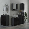 Colonna Bagno in Truciolato con 2 Ripiani Aperti e 2 Armadietti a 2 Livelli, 30x30x183 cm, Nero e Grigio RF8834-628V80BKRF8