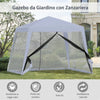 Gazebo Impermeabile con Zanzariere da Giardino Esterno Tendone in Poliestere 3 x 3 x 2.45 m Grigio 84C-090GY