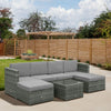 Set da 7 Pezzi Salotto da Esterni in Rattan con Poltrona Pouf Tavolino Grigio 860-002V01