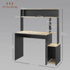 Scrivania Moderna con Ripiani e Supporto per CPU in Legno, 114x45x138cm, Grigio e Legno Naturale CK1920-081V00GYCK1