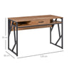 Scrivania Moderna in Metallo e MDF Stile Industriale, Mensole e Cassetto per Casa e Ufficio, 120x60x76cm Nero Marrone XV2836-376XV2