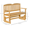 Panchina da Giardino a Dondolo da 2 Posti con Braccioli in Legno di Abete, 132x51x95.5cm, Colore Legno 84B-529