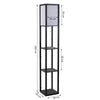Lampada da Terra Moderna, Lampadina Illuminazione Interna Salvaspazio con Ripiani da Soggiorno Cotone, MDF 26 x 26 x 160 cm Nero e Bianco QL6833-623QL6