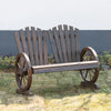 Panchina da Giardino in Legno Stile Country con Braccioli a Ruota, 108x66x95cm, Colore Legno 84B-406