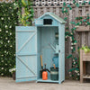 Casetta da Giardino Porta Attrezzi in Legno con 3 Ripiani, 77x54.2x179cm, Blu ZX4845-209V01BUZX4