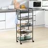 Carrello da Cucina Salvaspazio a 5 Livelli con Cestini a Rete in Acciaio, 45x26.5x106cm, Nero TW9850-164TW9