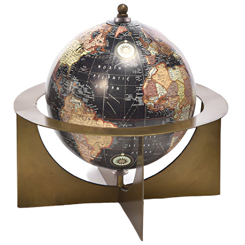 Mappamondo in ottone e legno, decorazione per interno da 18 x 18 x h 20 cm