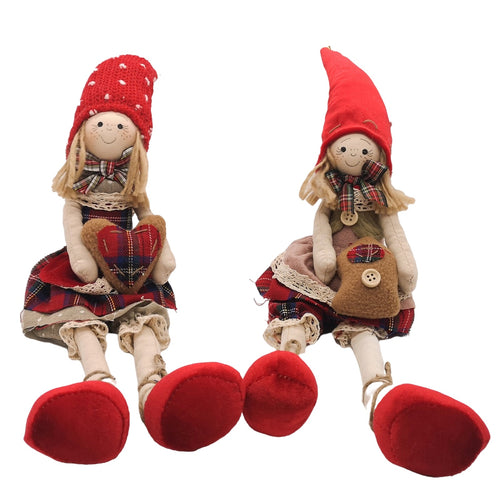 Bambola natalizia Bimba Dei Boschi rosso decorazione per interno da 60 cm