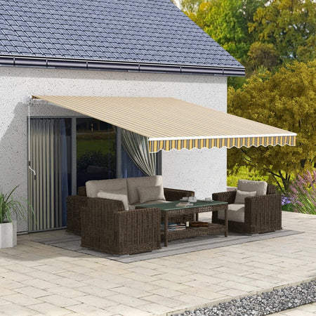 Tenda da Sole per Esterno Avvolgibile a Bracci con Apertura a Manovella, 350x250 cm, Giallo QW6840-174V00YLQW6