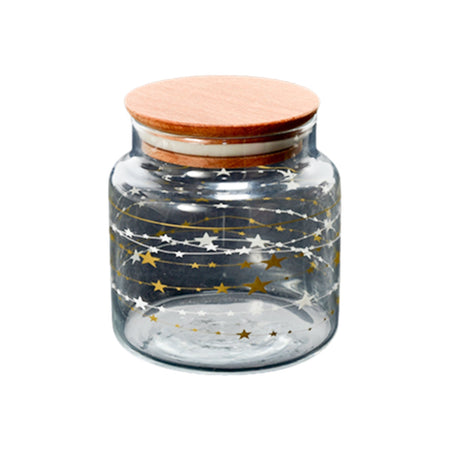 Set 3 barattoli in vetro con tappo in legno, decorazione da Ø 9.5 x 11 cm