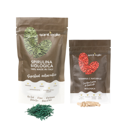 Spirulina Biologica Italiana Croccante + VitC biologica con Rosa Canina di Sant'Egle