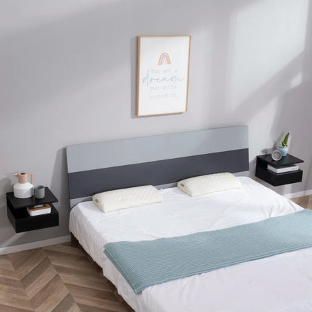 Set da 2 Comodini Sospesi per Camera da Letto con Cassetto e Mensola Superiore in Legno 35x32x22.5cm MN4831-338BKMN4