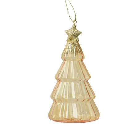 Pendaglio a forma di albero oro con glitter per albero decorazione natalizia da 13 cm