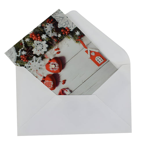 Biglietto di Auguri con decorazione natalizia con busta compresa confezione da 6 pezzi 11,5 x 17 cm