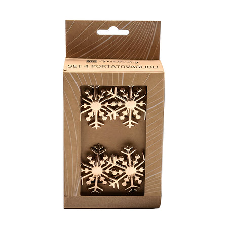 Set di 4 portatovaglioli in metallo, color oro, per tavola natalizia, 5 x 5 cm