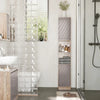 Mobiletto Salvaspazio per Bagno in Legno, Mobile da Bagno con 2 Armadietti e 6 Ripiani, Grigio e Rovere, Design a Torre 30 x 24 x 170cm QS5834-240QS5