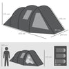 Tenda da Campeggio 3 Posti con 2 Stanze Interne con Finestre e Coperture, 475x264x172 cm, Nero EJ8A20-285V00BKEJ8