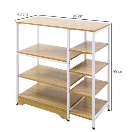 Scaffale da Cucina Salvaspazio mobile Stile Industriale struttura bianca in Metallo e Legno anche per ingresso bagno cameretta F801-217A