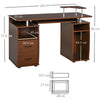 Scrivania per Computer Moderna Porta PC in Legno con Cassetti, Scrivania Salvaspazio Con Libreria, Mensola Estraibile e Porta Tastiera, 120x55x85cm, Marrone ZA6920-011V01ZA6