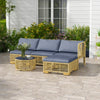 Set Salotto in Rattan da Giardino con Divano Modulabile, Cuscini e Tavolino da Caffè, Grigio 860-325V00GY
