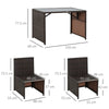 Set Mobili da Giardino in Rattan 5pz Tavolo Pranzo 4 Sedie con Cuscini  861-012
