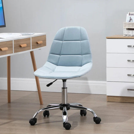 Sedia da Ufficio Ergonomico, Sedia Girevole Scrivania, Regolabile Senza Braccioli, Azzurro, 59x59x81-91cm GH9921-366BUGH9