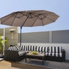 Ombrellone Doppio da Giardino in Metallo e Poliestere Anti-UV Impermeabile, 440x270x250cm, Marrone 84D-085BN