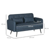 Divano in Tessuto e 2 Cuscini 135x75x82cm Blu Scuro BN2839-758V02DBHJ2 , soggiorno salotto angolare ad angolo nero bianco marrone grigio beige basso contenitore clic clac design moderno letto divani sala studio ufficio grande