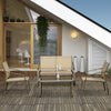 Set da Giardino 4 Pezzi con 2 Sedie, 1 Divanetto e 1 Tavolino da Caffè, Kaki 84B-935