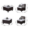 Set Mobili da Giardino 5 Pezzi Tavolino con Piano in Vetro Temperato Rattan 3 Poltrone 1 Poggiapiedi 1 in Alluminio, Rattan 860-060