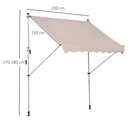Tenda da Sole 2x1.5 m per Esterno a Rullo con Manovella e Angolazione Regolabile, Beige WD6840-182CWWD6