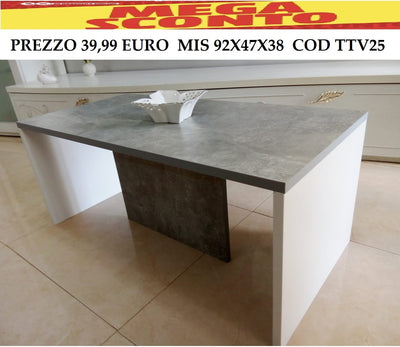 ttv25 tavolino da salotto soggiorno bianco e grigio cemento in legno tavolinetto caffè