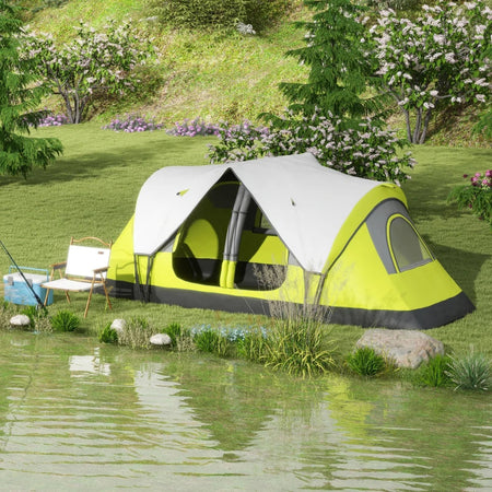 Tenda da Campeggio 4 posti con 2 Spazi Separati, in Poliestere e Fibra di Vetro, 450x215Px180 cm, Verde EG5A20-422V00YGEG5