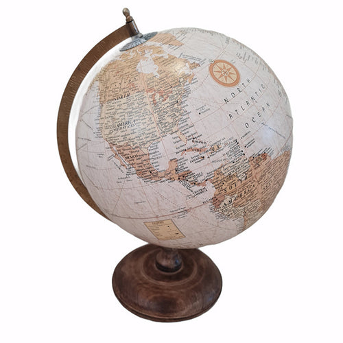 Mappamondo decorativo per scrivania con piedistallo in legno h 42 cm