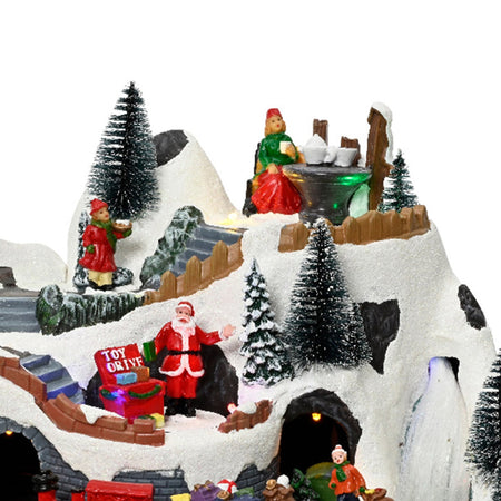 Scena animata a Led con negozi e babbo natale con luci e movimenti 40 cm