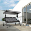 Dondolo da Giardino per 3 Persone con Tettuccio Regolabile e Cuscini, 200x120x170cm, Nero 84A-140BK