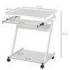 Tavolo Porta PC Classico e Salvaspazio, Piano Tastiera a Scomparsa, 4 Ruote e Ripiano Inferiore Bianco 60x48x73cm QO8836-293WTQO8